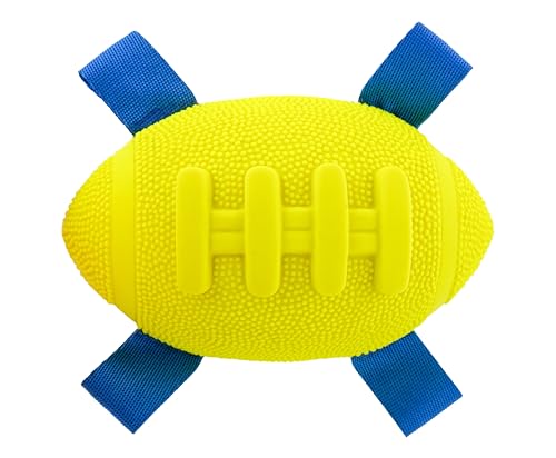 Hartz Dura Play Sports Fußball-Hundespielzeug, Speckduft, quietschendes Latex, Gelb und Blau, 1 Stück von Hartz