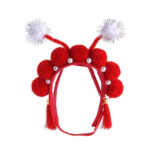 Haarband mit chinesischem Thema für Weihnachten, Party, Haustier, Hunde, Maskerade, Stirnband, Winter, Weihnachten, Cosplay-Zubehör von Hattba