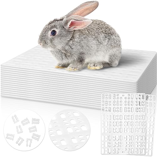 Haull 16 Stück Kunststoff Kaninchenkäfig Matte Kaninchen Boden Matte Kleine Tier Füße Pad Käfig Ruhematte Pads für PET Hamster Ratte Chinchilla Meerschweinchen Bunny Käfig Matte 34 x 24 cm (weiß) von Haull