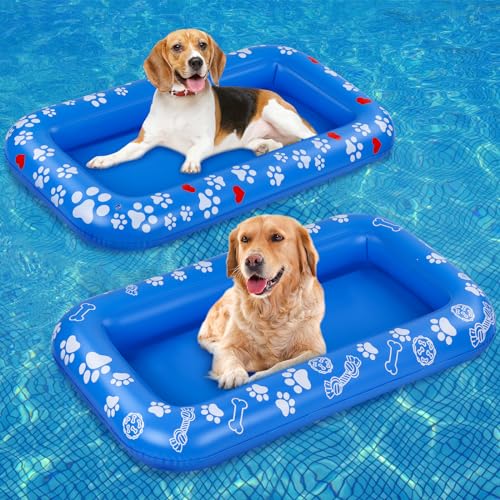 Haull Aufblasbare Hunde-Schwimmkörper für Pool, Schwimmflossen, Hundeboot für große Hunde, Haustiere, Schwimmmatte, Poolspielzeug für kleine, mittelgroße Hunde, Welpen, Katzen, Sommerschwimmbad von Haull