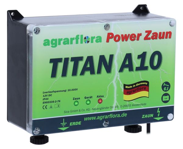 Agrarflora Weidezaungerät TITAN A10 - 10.000 Volt - 6 Joule - 12V E... von Hausmarke