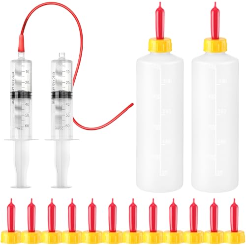 Havawish 18-teiliges Lamm- und Ziegenflaschen-Set, inklusive 2 x 400 ml Lamm-Futterflaschen, 12 x Tiermilchgetränke, Pritchard-Nippel, 4 x Fütterungsschlauch-Set für Ziegen von Havawish