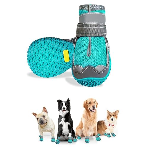 Havenfly 2 Stück Hundeschuhe Pfotenschutz, Breathable Hundestiefel mit Anti-Rutsch Sohle und Reflektierendem Riemen für Hunde Outdoor-Sport (2 Stück, Größe 7(Breite 6.5CM) for 28.6-35.3kg) von Havenfly