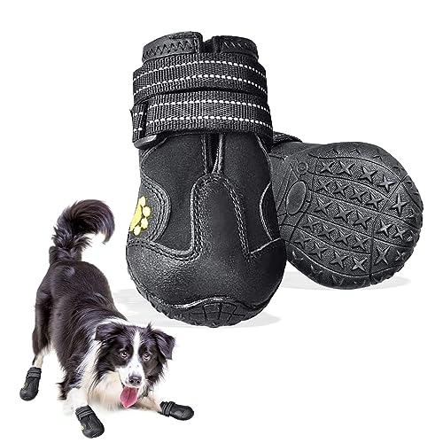 Hundestiefel 2 Stück,wasserdichte Hundeschuhe mit reflektierenden verstellbaren Trägern für kleine mittelgroße Hunde (2) von Havenfly