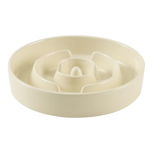 Havniva 24,1 cm Keramik Slow Feeder Hundenapf für große Hunde, Puzzle-Hundefutter, Anti-Schlucken, langsamer Futternapf, stoppt Blähungen, verhindert Ersticken (Einzelnapf, Beige) von Havniva