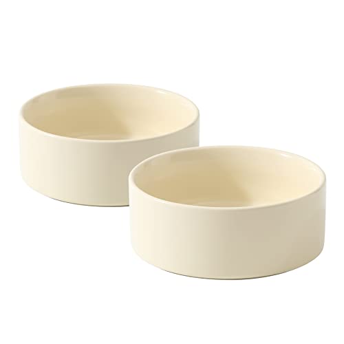 Havniva Keramik-Set mit 2 Katzennäpfen, Futter- und Wassernäpfen für Katzen, Kätzchen, 2 Stück Katzennäpfe, Katzenfutterspender (13 cm, 2 x beigefarbene Näpfe) von Havniva