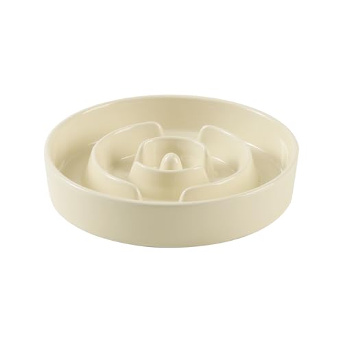 Havniva 18,5 cm Keramik Slow Feeder Hundenapf für mittelgroße und große Rassen Puzzle Hundefutter Schüssel Anti-Schluck Haustier Slow Feeder stoppen Blähungen verhindern Ersticken (Einzelnapf-Beige) von Havniva