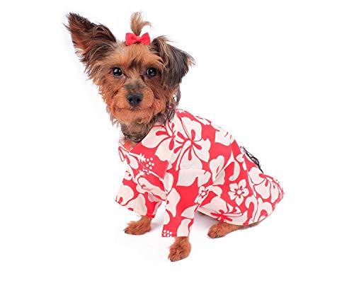 Hawaii-Hemd mit passendem Muster für Hunde, klassisches Hibiskusrot, Größe L von Hawaii Hangover