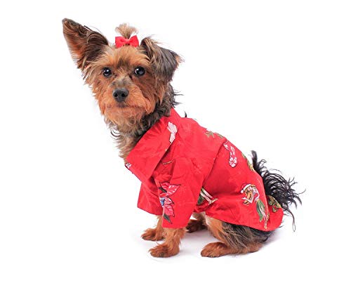 Hawaii-Hunde-Aloha-Shirt, mit passendem Muster, Weihnachtsmann in Hawaii-Rot, Größe XL von Hawaii Hangover