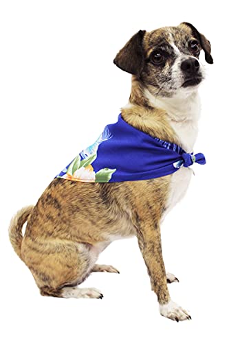 Hawaii-Hundehalstuch mit passendem Muster in Hibiskusblau Größe L von Hawaii Hangover