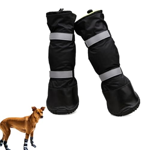 HayLEa Hundestiefel, wasserdicht, Haustierschuhe, kniehoch, rutschfest, für Hunde, schmutzabweisend, verstellbare Hundestiefel, reflektierende Streifen, kaltes Wetter, vermeidet Erfrierungen der von HayLEa