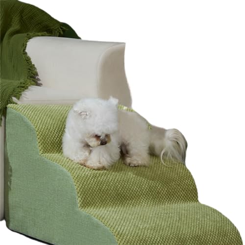 Hundetreppe für Hochbett, Haustiertreppe für Sofa, hochdichter Schaumstoff-Katzenstufe mit waschbarem, weichem Stoffbezug, rutschfeste Haustierrampe zum Aufsteigen auf das Bett für Welpen, Größe M von HayLEa