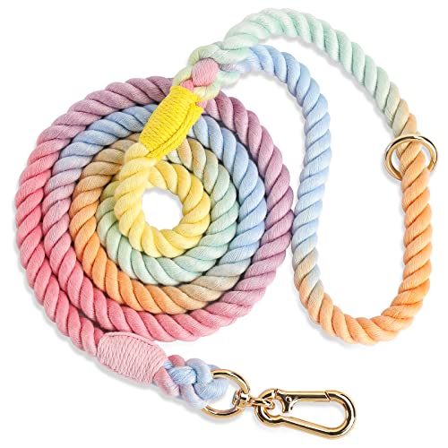 Hayagotrade Hundeleine, handgefertigt, geflochtenes Seil, für kleine, mittelgroße und große Hunde, 1,2 m, Regenbogen von Hayagotrade