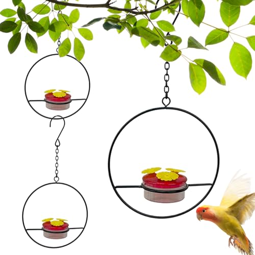 3pcs Hanging Hummingbird Feeder 6.3x2,5 x 9,8 Zoll Metall Rahmen Vogelfuttermittel für draußen mit 3 Blumenauslass und Eisenhaken Vogelfutterhäuern Vogelversorgungen für Gartengarten Dekoratione von Hbbgdiy