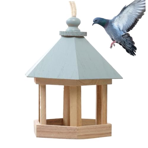 Hbbgdiy Hölzerne Hängevogelfuttermittel, wetterfestes Vogelhaus im Freien, natürliche Gartenfuttermittel für Vögel, ideal für Vogelliebhaber und Gartendekoration von Hbbgdiy