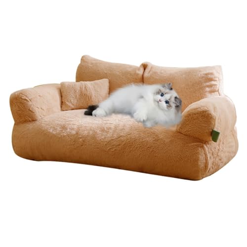 Hbbgdiy Katzensofa Flauschiger Hundebett Winter weiche Katzen Couch gefüllt Nicht rutschfestes Kratzer Katzenbett abnehmbar waschbar absorbierende Trocknung Dampproof Haustiersofa Kätzchen Bett, l von Hbbgdiy