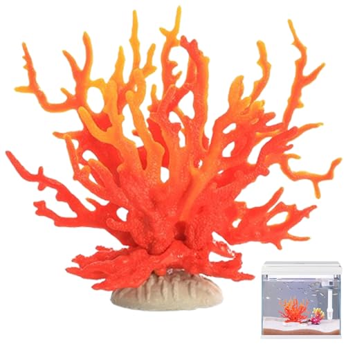 Hbbgdiy Korallendekor künstliche Korallenriff Dekor, 6.7x2.6 'gefälschte Korallenschmuck Dekorative lebensechte Korallenskulptur Strandzimmer gefälschte Koralle für Aquarien, Fischtanks Rot Orange von Hbbgdiy