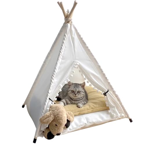 Hbbgdiy PET Tent Cat Teepee Semi-geschlossener geräumiger Hundezelt gepolstertes Nicht rutsches Katzenzelt mit Mini Blackboard Secure Cat Tipee Zelt zum entspannenden Schlafhütten, s, s, s, s, s von Hbbgdiy