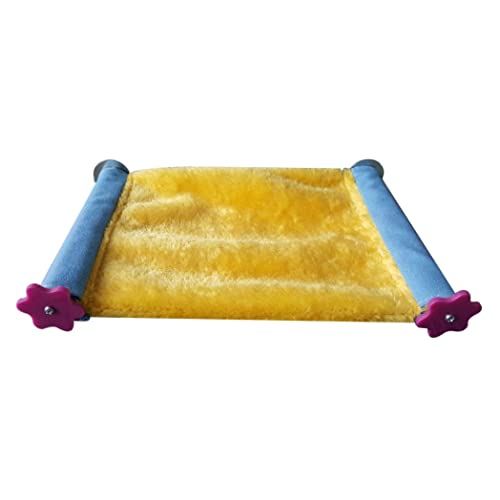 Hbbgdiy Papageien House Bett warm warm Papagei Hängematte weiche Plüsch hängende Blocke Haus Vögel Nest Hängematte Stand Spielzeugpapagei Hängematte gelb l von Hbbgdiy