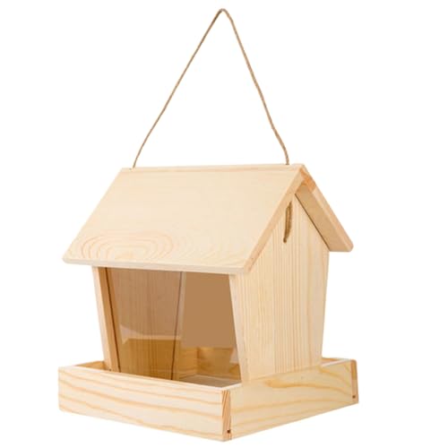 Hölzerne Bluebird -Feeder, sichtbarer Hängevogelfuttermittel mit offenem Dach, Hausstil Bluebird Feeder, Eichhörnchen -Proof Suet Feeder für Garten Yard Terrasse von Hbbgdiy