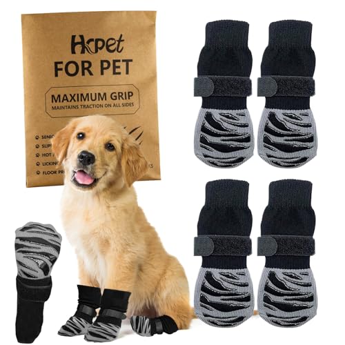 Anti-Rutsch-Socken für Hunde, Socken für Gehwege, warm/kalt, Pfotenschutz gegen Lecken und Rutschen, ideal für Hund Paw Schutz (XL) von Hcpet