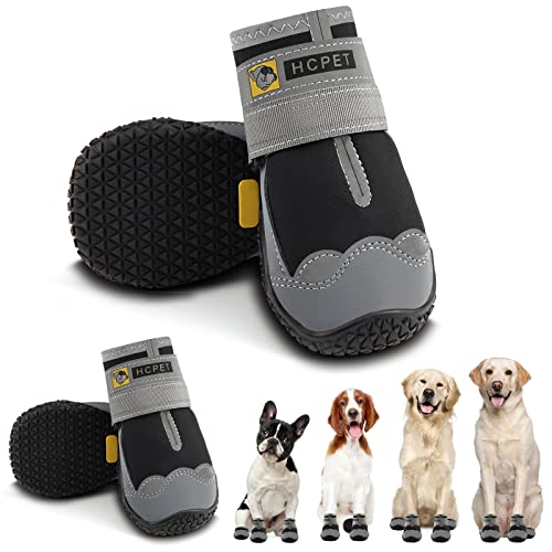 Hcpet Pfotenschutz Hundestiefel, Hundeschuhe Hundeschuhe mit reflektierenden Riemen, Welpenschuhe für kleine mittelgroße Hunde im Freien, Pfotenschutz, 4 Stück von Hcpet