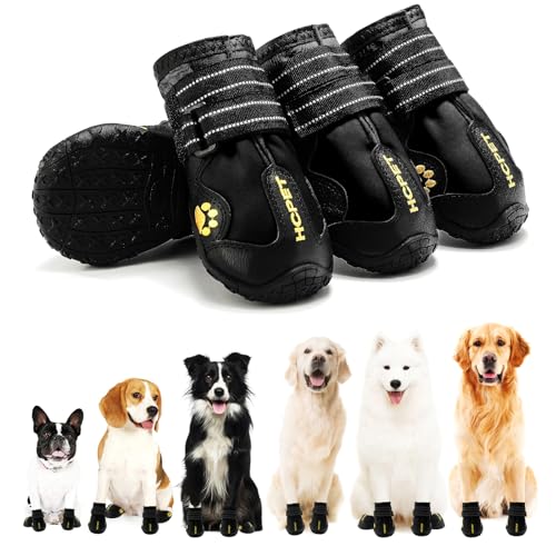 Hcpet Pfotenschutz Hundestiefel, Hundeschuhe Hundeschuhe mit reflektierenden Riemen, Welpenschuhe für kleine mittelgroße Hunde im Freien, Pfotenschutz, 4 Stück von Hcpet