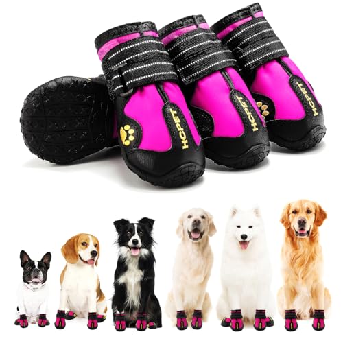 Hcpet Pfotenschutz Hundestiefel, Hundeschuhe Hundeschuhe mit reflektierenden Riemen, Welpenschuhe für kleine mittelgroße Hunde im Freien, Pfotenschutz, 4 Stück von Hcpet