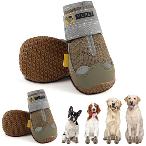 Hcpet Pfotenschutz Hundestiefel, Hundeschuhe Hundeschuhe mit reflektierenden Riemen, Welpenschuhe für kleine mittelgroße Hunde im Freien, Pfotenschutz, 4 Stück von Hcpet