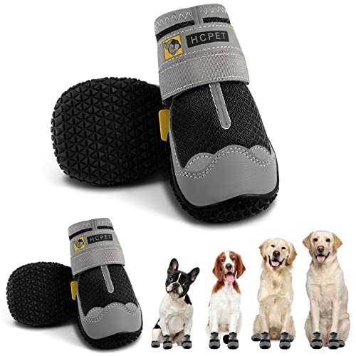 Hcpet Pfotenschutz Hundestiefel, Hundeschuhe Hundeschuhe mit reflektierenden Riemen, Welpenschuhe für kleine mittelgroße Hunde im Freien, Pfotenschutz, 4 Stück von Hcpet