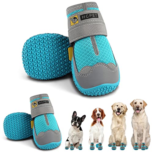 Hcpet Pfotenschutz Hundestiefel, Hundeschuhe Hundeschuhe mit reflektierenden Riemen, Welpenschuhe für kleine mittelgroße Hunde im Freien, Pfotenschutz, 4 Stück von Hcpet