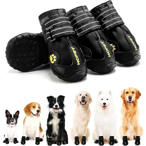 Hcpet Pfotenschutz Hundestiefel, Hundeschuhe Hundeschuhe mit reflektierenden Riemen, Welpenschuhe für kleine mittelgroße Hunde im Freien, Pfotenschutz, 4 Stück von Hcpet