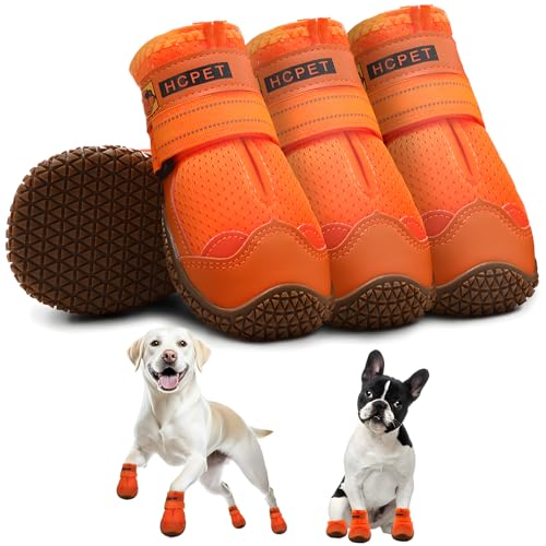 Hcpet Pfotenschutz Hundestiefel, Hundeschuhe Hundeschuhe mit reflektierenden Riemen, Welpenschuhe für kleine mittelgroße Hunde im Freien, Pfotenschutz, 4 Stück von Hcpet