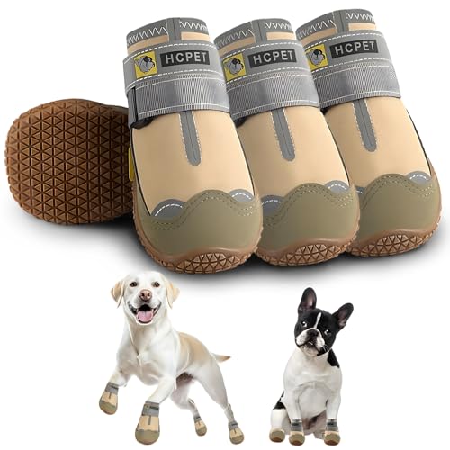 Hcpet Pfotenschutz Hundestiefel, Hundeschuhe Hundeschuhe mit reflektierenden Riemen, Welpenschuhe für kleine mittelgroße Hunde im Freien, Pfotenschutz, 4 Stück von Hcpet