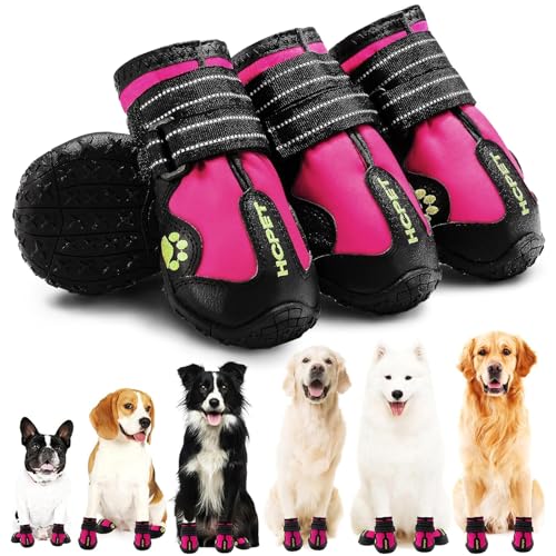 Hcpet Pfotenschutz Hundestiefel, Hundeschuhe Hundeschuhe mit reflektierenden Riemen, Welpenschuhe für kleine mittelgroße Hunde im Freien, Pfotenschutz, 4 Stück von Hcpet