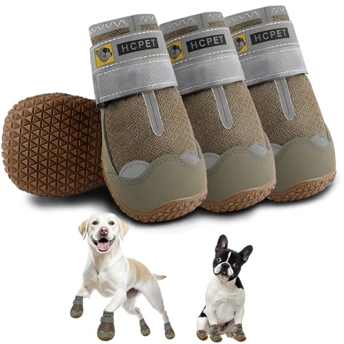 Hcpet Pfotenschutz Hundestiefel, Hundeschuhe Hundeschuhe mit reflektierenden Riemen, Welpenschuhe für kleine mittelgroße Hunde im Freien, Pfotenschutz, 4 Stück von Hcpet