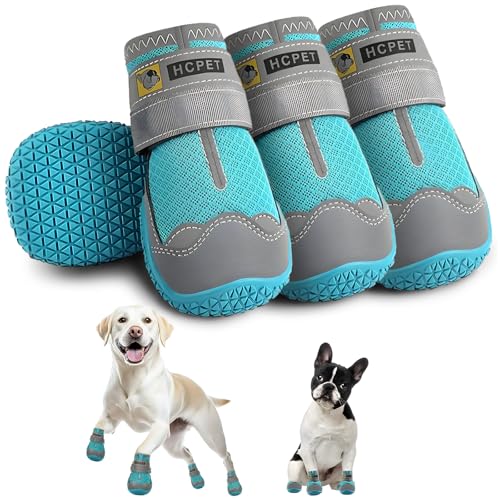 Hcpet Pfotenschutz Hundestiefel, Hundeschuhe Hundeschuhe mit reflektierenden Riemen, Welpenschuhe für kleine mittelgroße Hunde im Freien, Pfotenschutz, 4 Stück von Hcpet