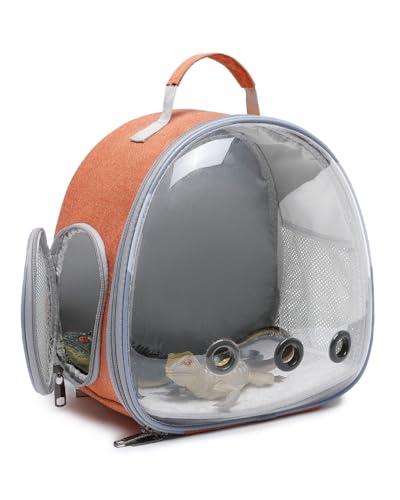 Hcupet Kleintiertragerucksack, Weltraumkapsel, Blase, Fenster, Transporter, Rucksack für Eidechse, Meerschweinchen (Orange) von Hcupet