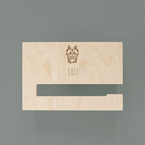 Hundegarderobe aus Holz mit Hunde Motiv & Namen - Leinenparkplatz Hund mit Ablage & Gravur - 25x17x11,7cm - Birkenholz - Geschenk Hundeliebhaber - Leinen Garderobe - hellomini (Collie) von HeLLo mini