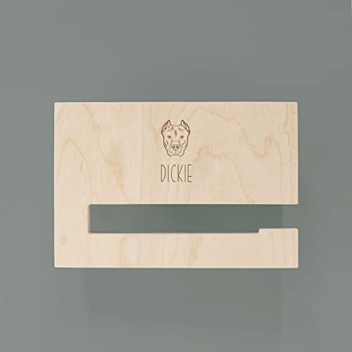 Hundegarderobe aus Holz mit Hunde Motiv & Namen - Leinenparkplatz Hund mit Ablage & Gravur - 25x17x11,7cm - Birkenholz - Geschenk Hundeliebhaber - Leinen Garderobe - hellomini (Pitbull) von HeLLo mini