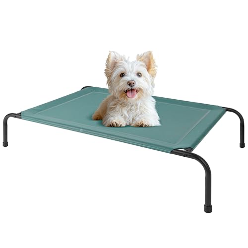 HealSmart Kühlendes erhöhtes Hundebett, erhöhtes tragbares Hundebett, rutschfeste Füße, langlebig, tragbar, Haustier-Hängematte, 106 x 64 x 20 cm, Grün von HealSmart