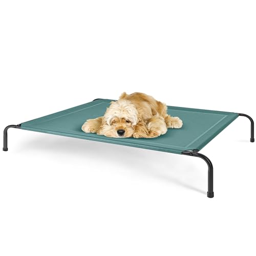 HealSmart Kühlendes erhöhtes Hundebett, erhöhtes tragbares Hundebett, rutschfeste Füße, langlebig, tragbar, Haustier-Hängematte, 124 x 80 x 20 cm, Grün von HealSmart