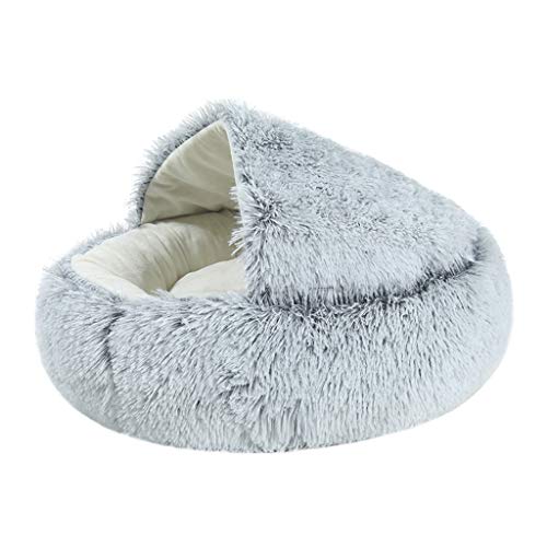 Katzennest, Heallege Round Plush Burrowing Cave Hooded Katzenbett Indoor Sleeping Nest Kätzchen Kuschelgrau von Heallege