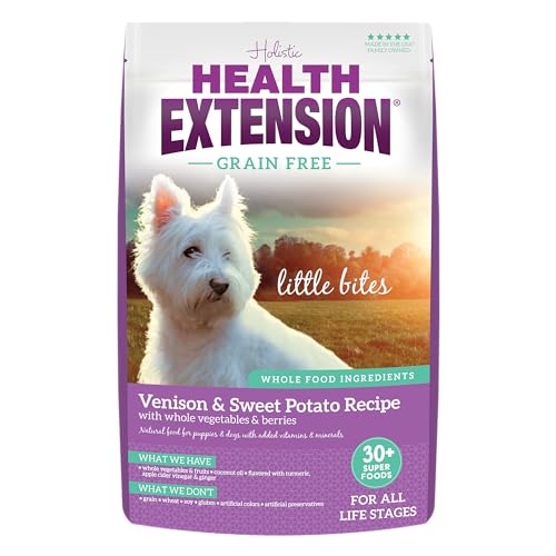 Health Extension Getreidefreie Little Bites für Hunde, natürliches Futter mit zusätzlichen Vitaminen & Mineralien, perfekt für Teetasse, Spielzeug & kleine Hunde, Wild & Süßkartoffel Little Bites von Health Extension