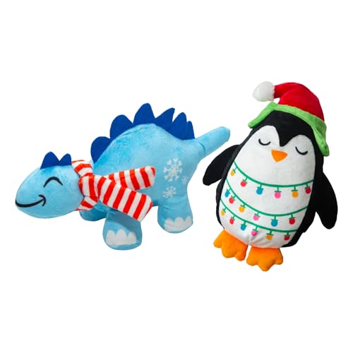 Health Extension SnugArooz Spielzeug-Set – Stego Claus & Merry Pinguin mit Reparaturflicken – Festliches und langlebiges Plüschtier Hunde – Spaß während der gesamten Saison von Health Extension