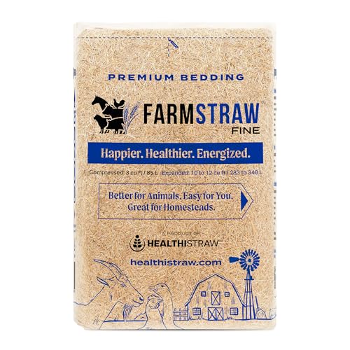 HealthiStraw FarmStraw Feinschnitt, 90 cm, natürliches Weizenstroh-Tierstreu für Gehöfte, Hobbyfarmen und kleine Haustiere, sauber, saugfähig und weich, nachhaltig angebaut von Healthistraw