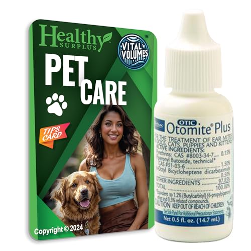 Otomite Plus Ear Miticide 14,7 ml und Vitalvolumen Haustierpflegetipps Leitfaden | Bundle von Healthy Surplus