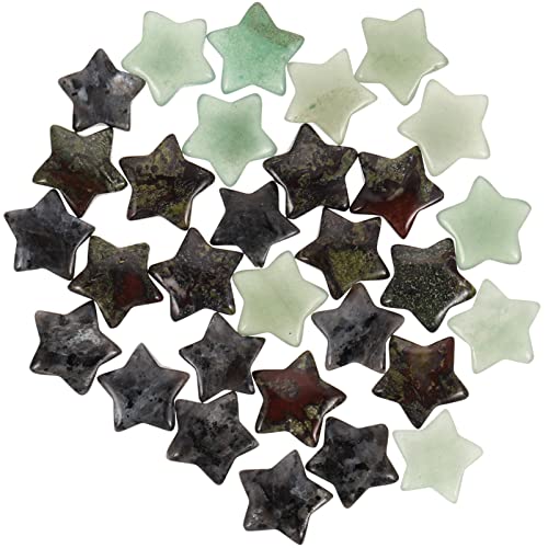 Healvian 30 Stück Sorgensteine Sternförmige Kristallsteine Natürliches Chakra Ausgleichende Ministeine Edelsteinpalme Handgeschnitzte Daumensteine ​​Für Hexereibedarf von Healvian