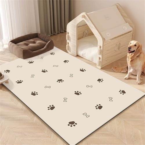 Hearda Futtermatte Hund Groß, Katzen Futternapf Unterlage rutschfest Saugfähig Napfunterlage Hund Unterlage Katzennapf Schnelltrocknend Futternapf Matte (Hundepfote Drucken D,80x120cm) von Hearda