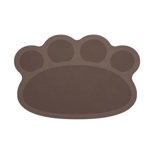 Hearda Futtermatte Hund Groß, Katzenpfote Form Katzen Futternapf Unterlage rutschfest Saugfähig Napfunterlage Hund Unterlage Katzennapf Schnelltrocknend Futternapf Matte (40x60cm,Kaffeefarbe) von Hearda